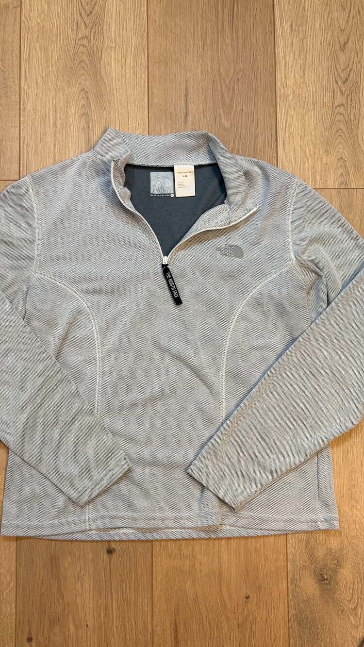 The North Face 1/4 Zip Fleece Pullover Size L Gray 100% Polyester